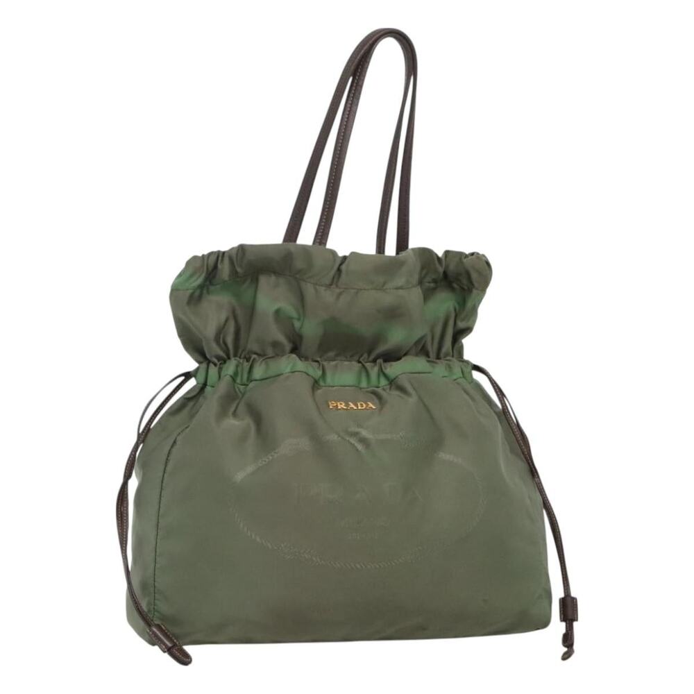 PRADA Tote Bag Nylon Green Gold